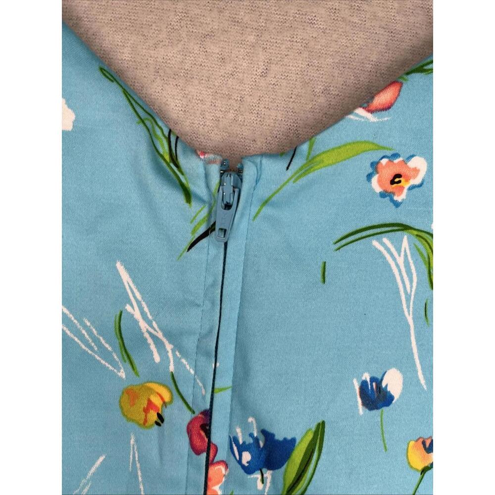 R&K Original Petite Dress Aqua Floral Summer Beach Size12P - Picture 6 of 9
